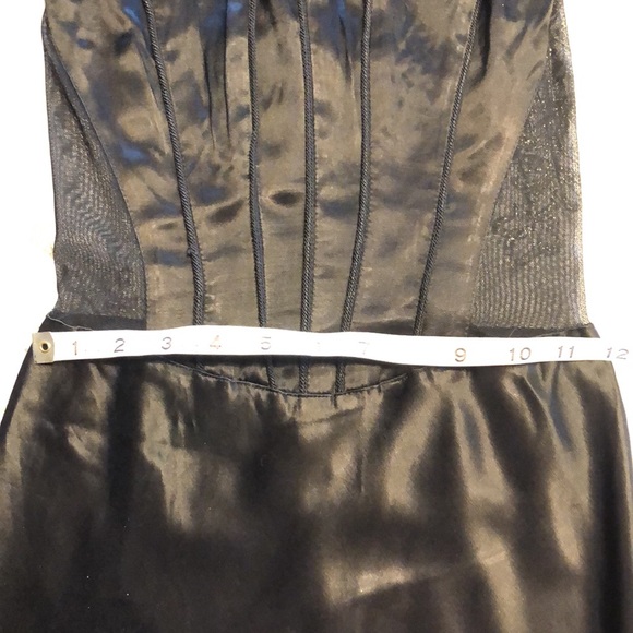Vintage late 1990”s black satin and sheer long party dress by Georgette! - Picture 8 of 9